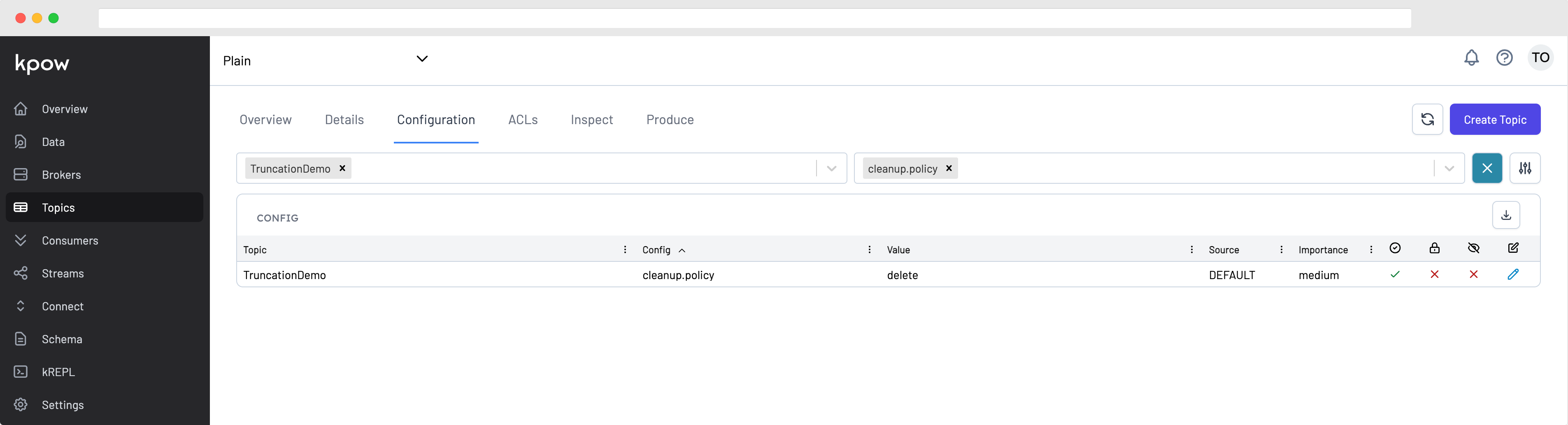 Topic Configuration