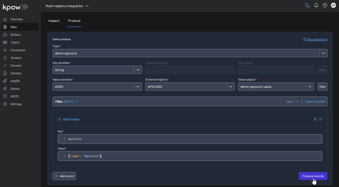 Product Records on Apicurio Registry