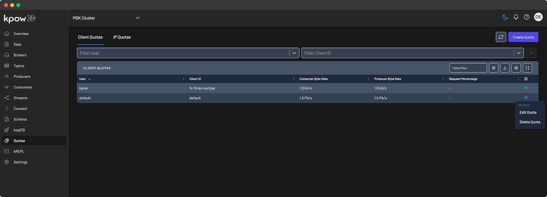 Kpow Quota UI