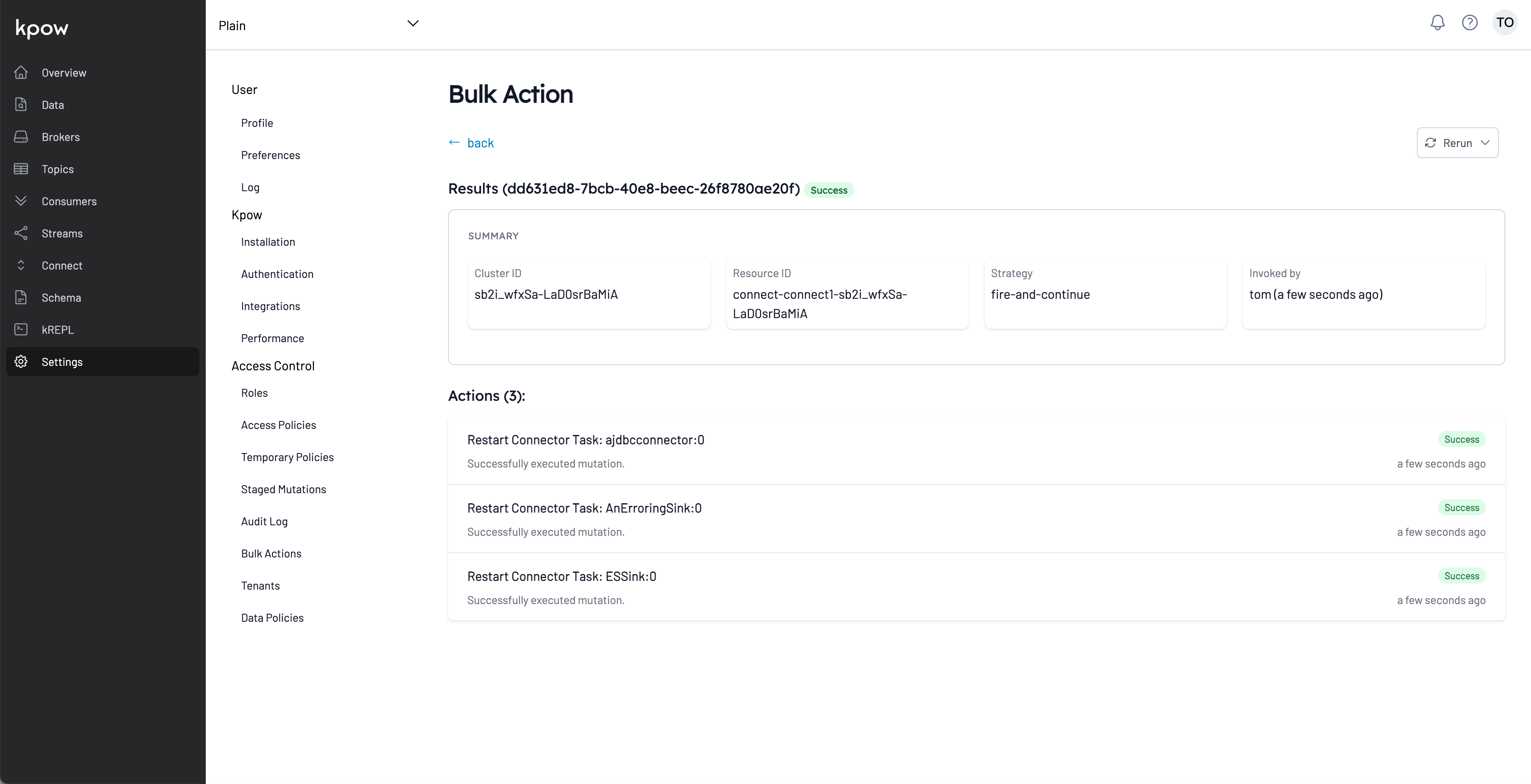 Kpow Bulk Action UI